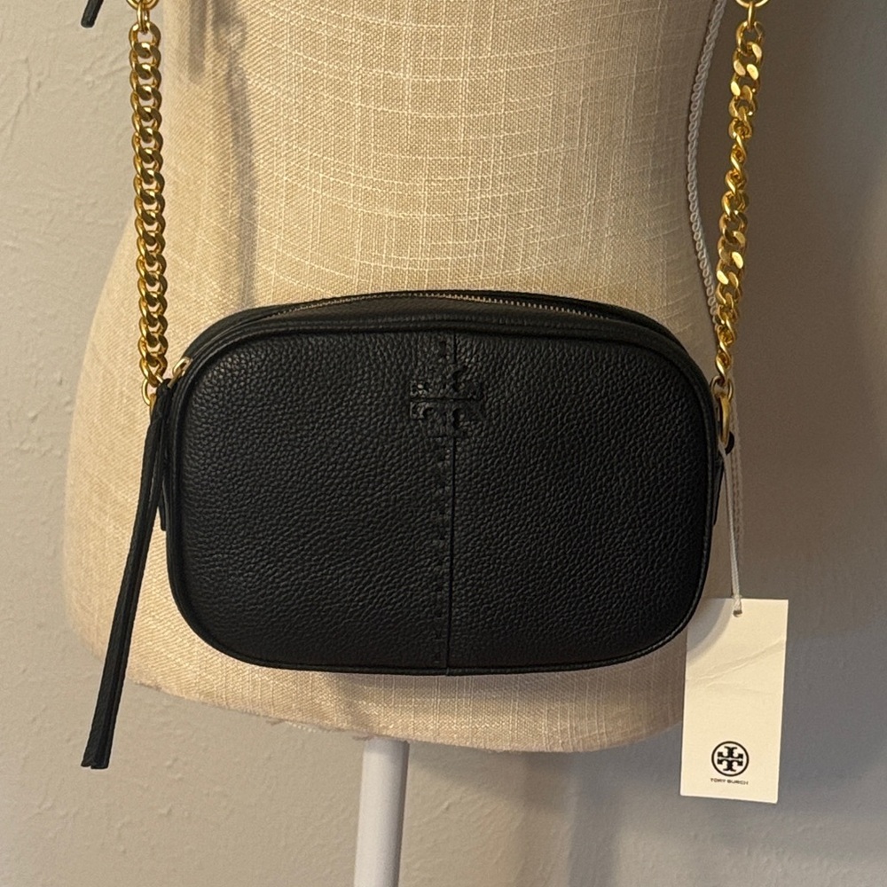 Tory Burch Black Crossbody with Gold Chain